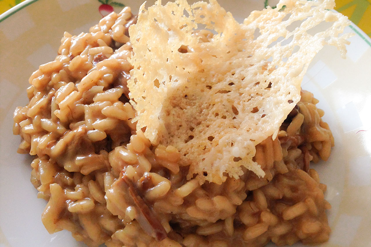 Risotto aux cèpes et tuile de parmesan